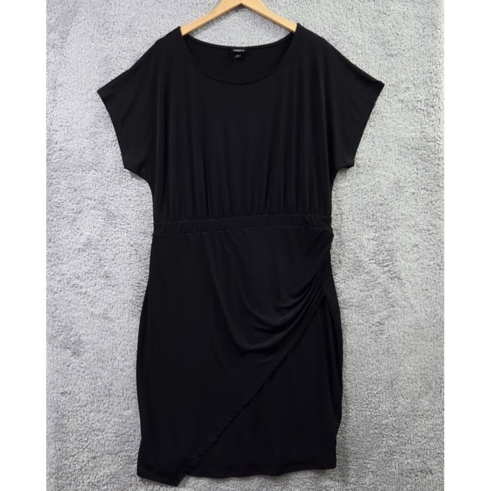 Torrid Little Black Dress Women's‎ 2X Faux Wrap Tulip Hem Draped Short Sleeve